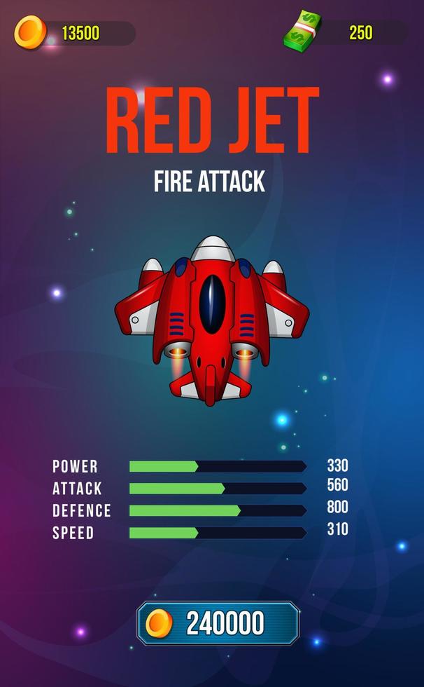 Space shooter game ui menu popups  sci fi theme vector