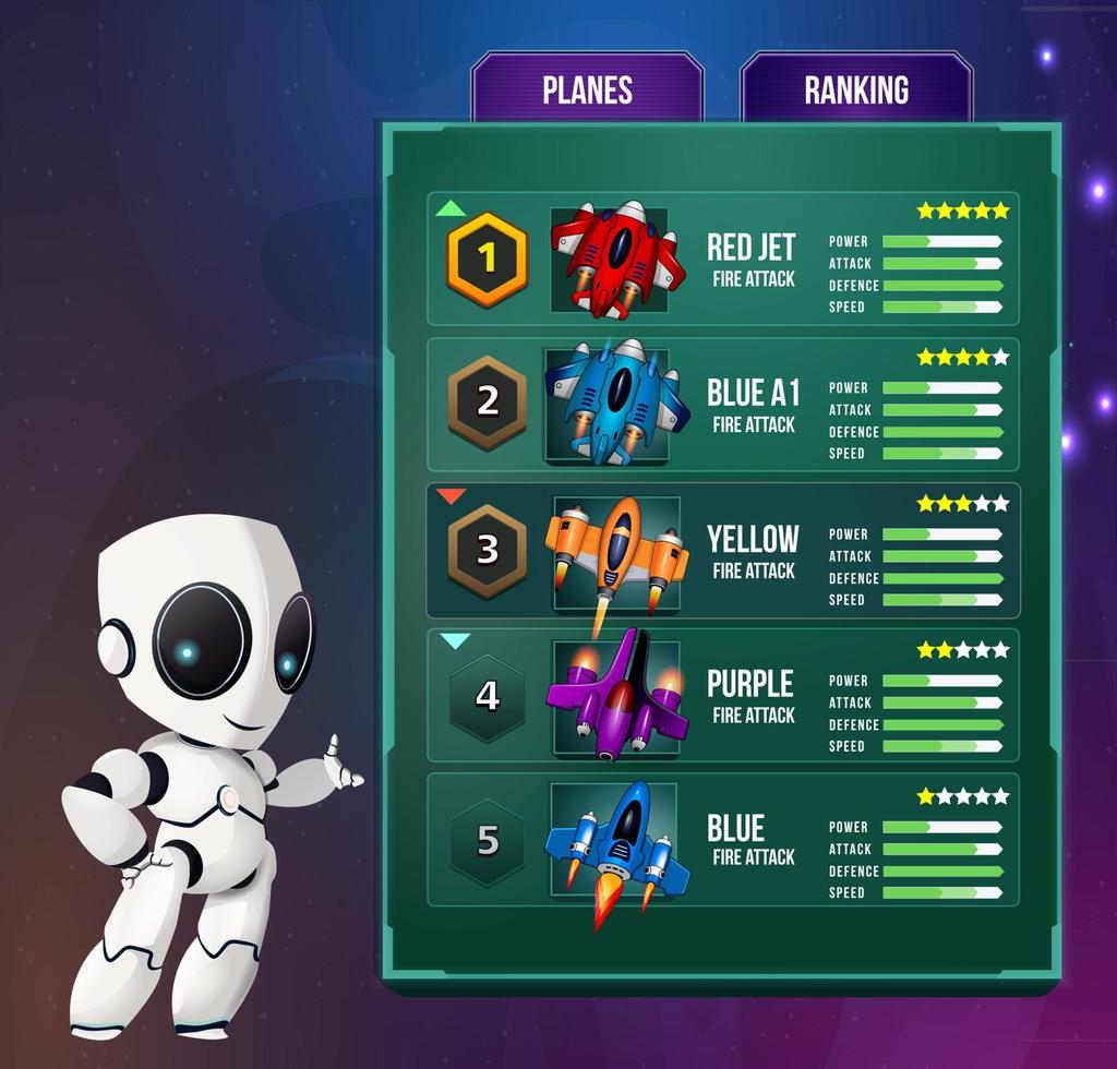 Space shooter game ui menu popups  sci fi theme vector