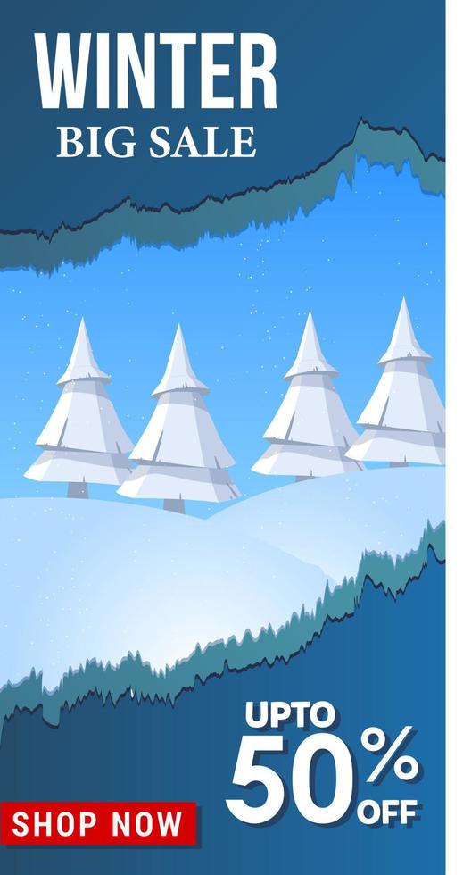 Winter sale banners Post template with snowy background vector