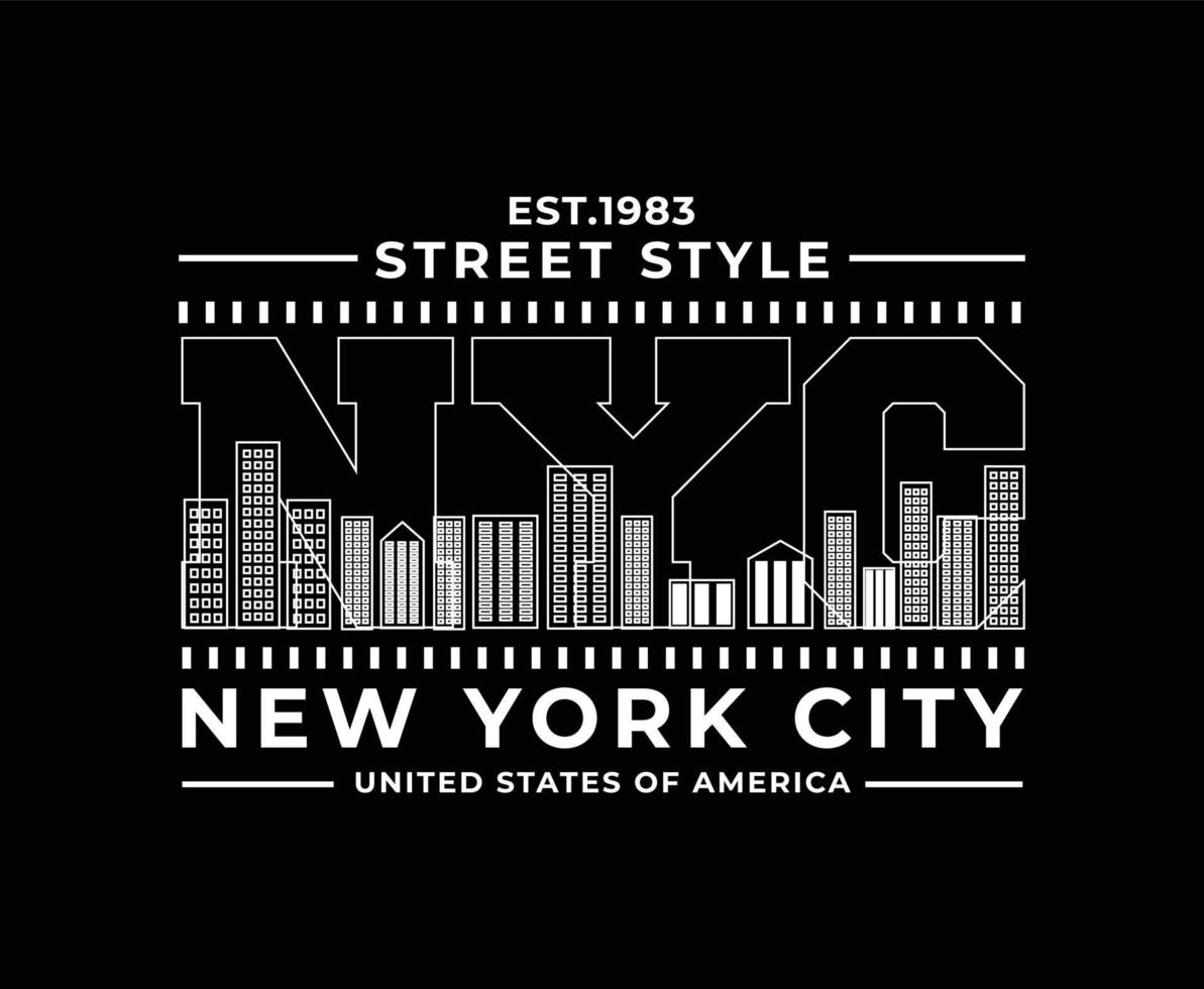 diseño de camiseta de vector de ilustración de edificio de tipografía de la ciudad de nueva york