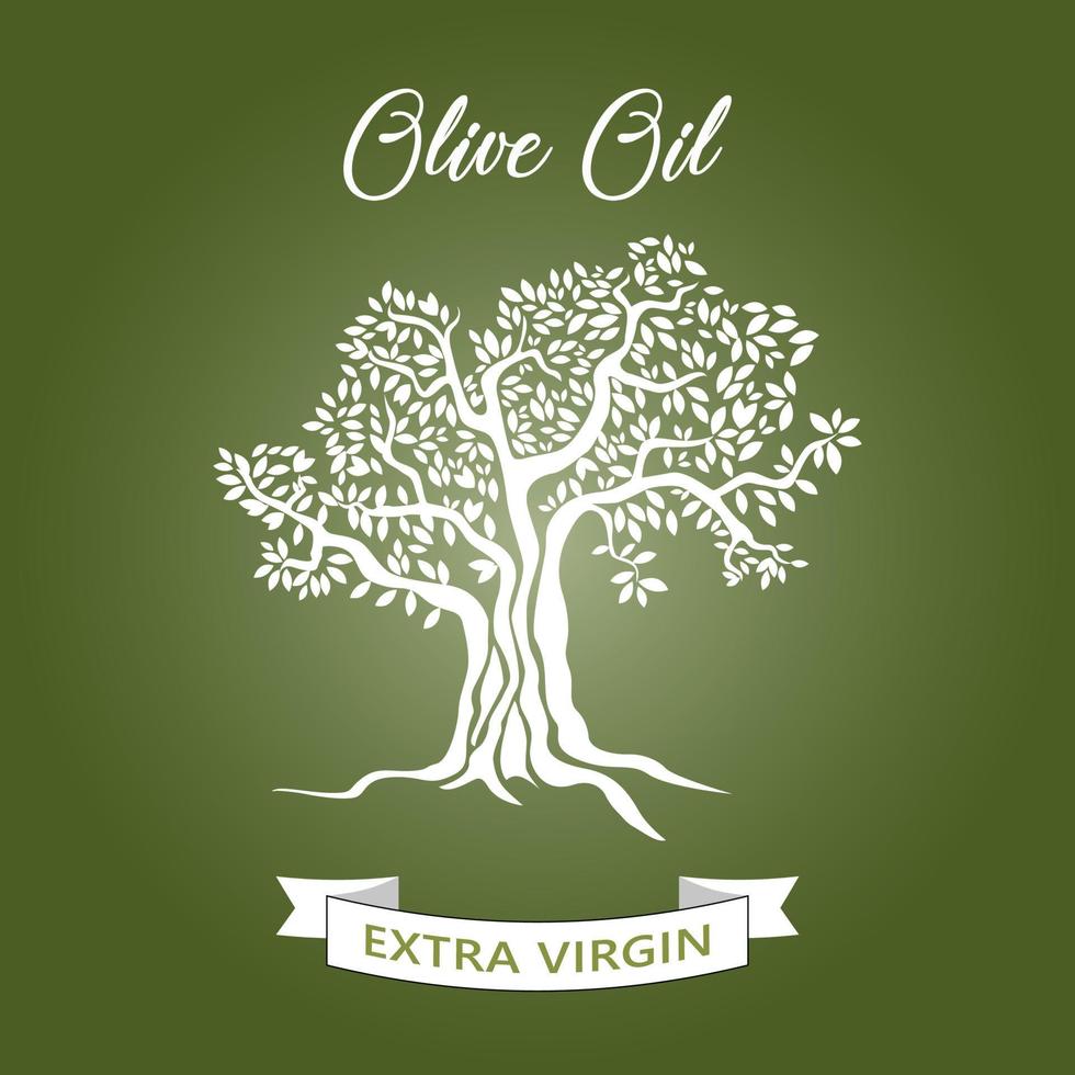 Vector Olive Tree for Label Olive Oil Pack