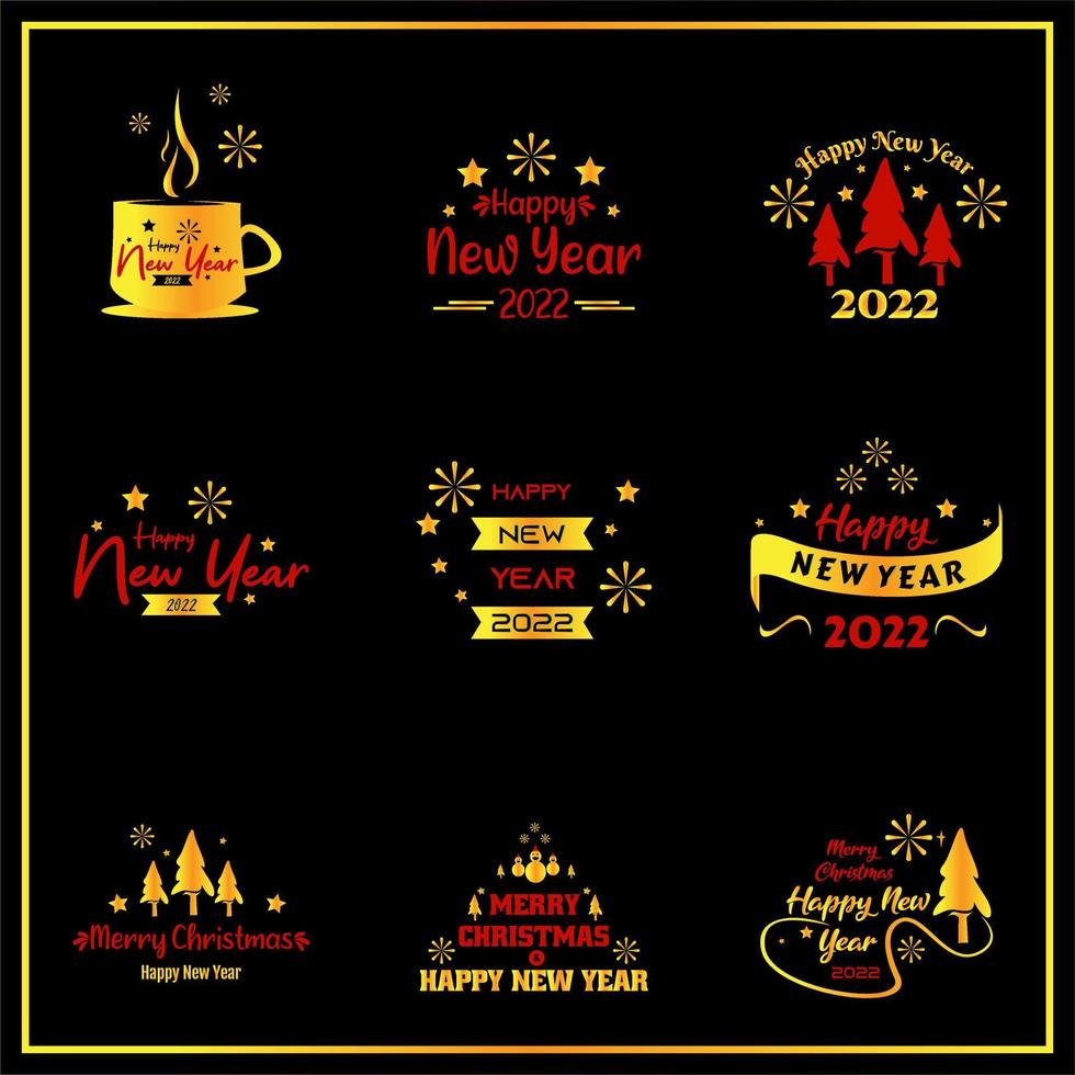 Gold Christmas and New Year Letterring vector