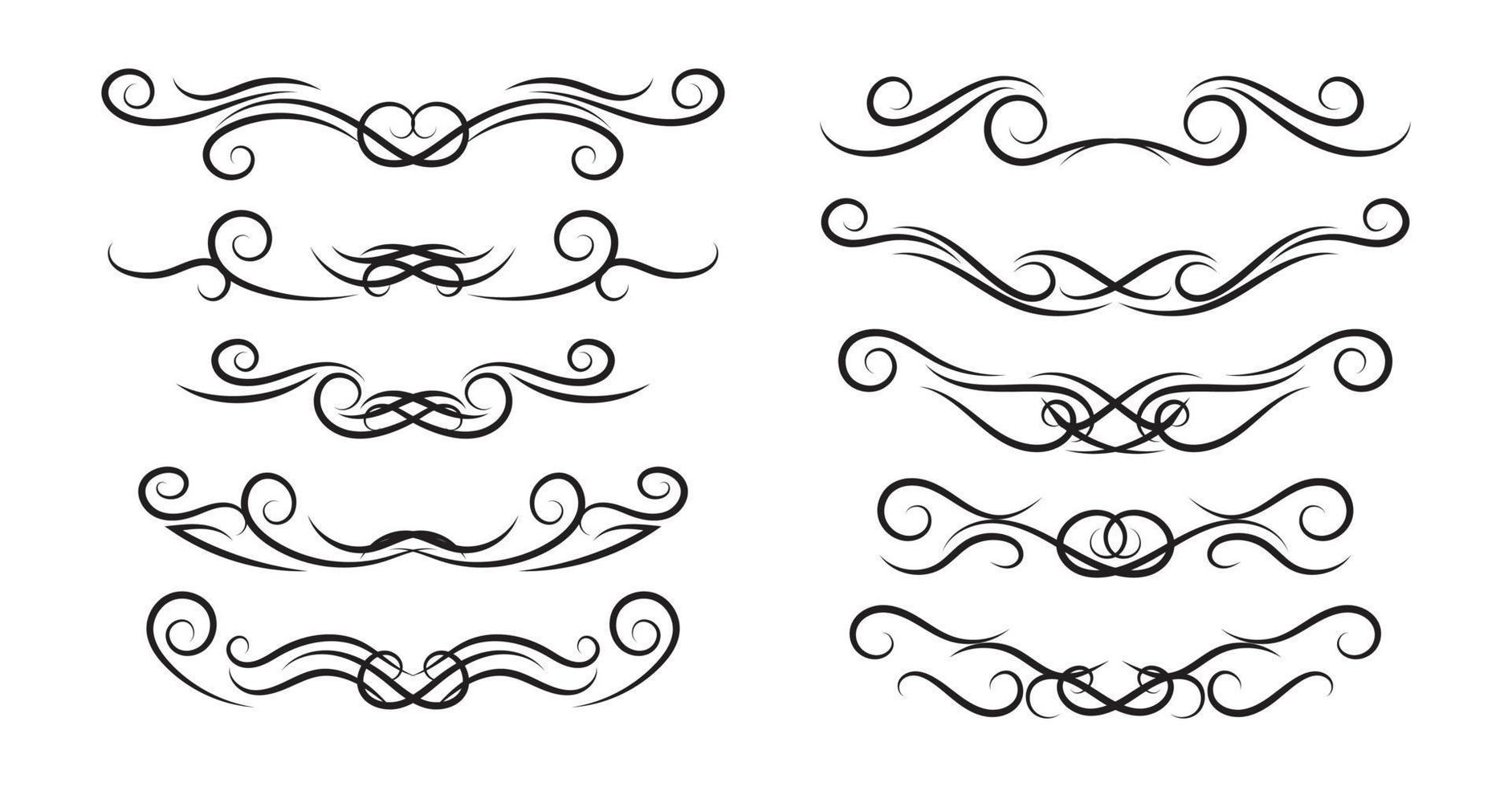 Borders Elements Set Collection, floral Swirl ornament Vector