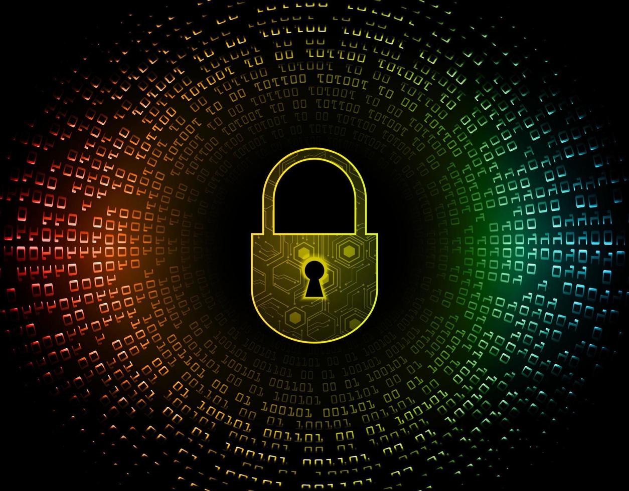 Closed Padlock on digital background, cyber security vector