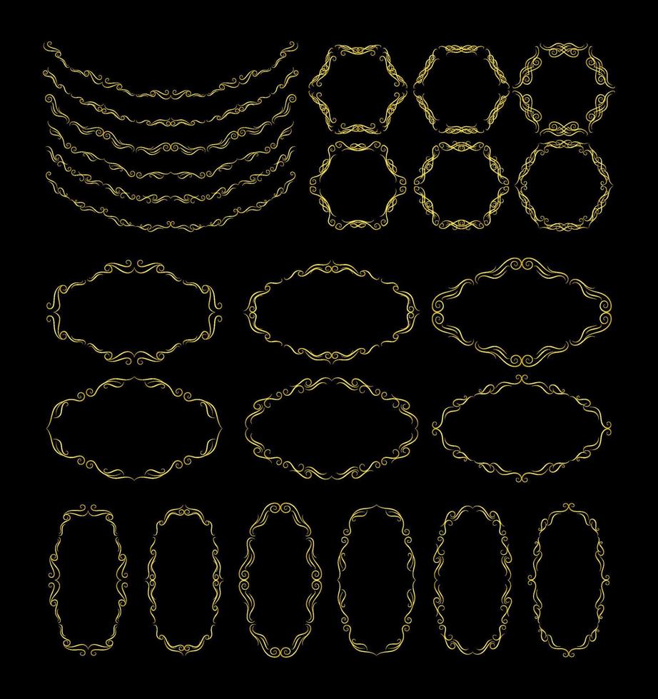 Borders Elements Set Collection, floral Swirl ornament Vector