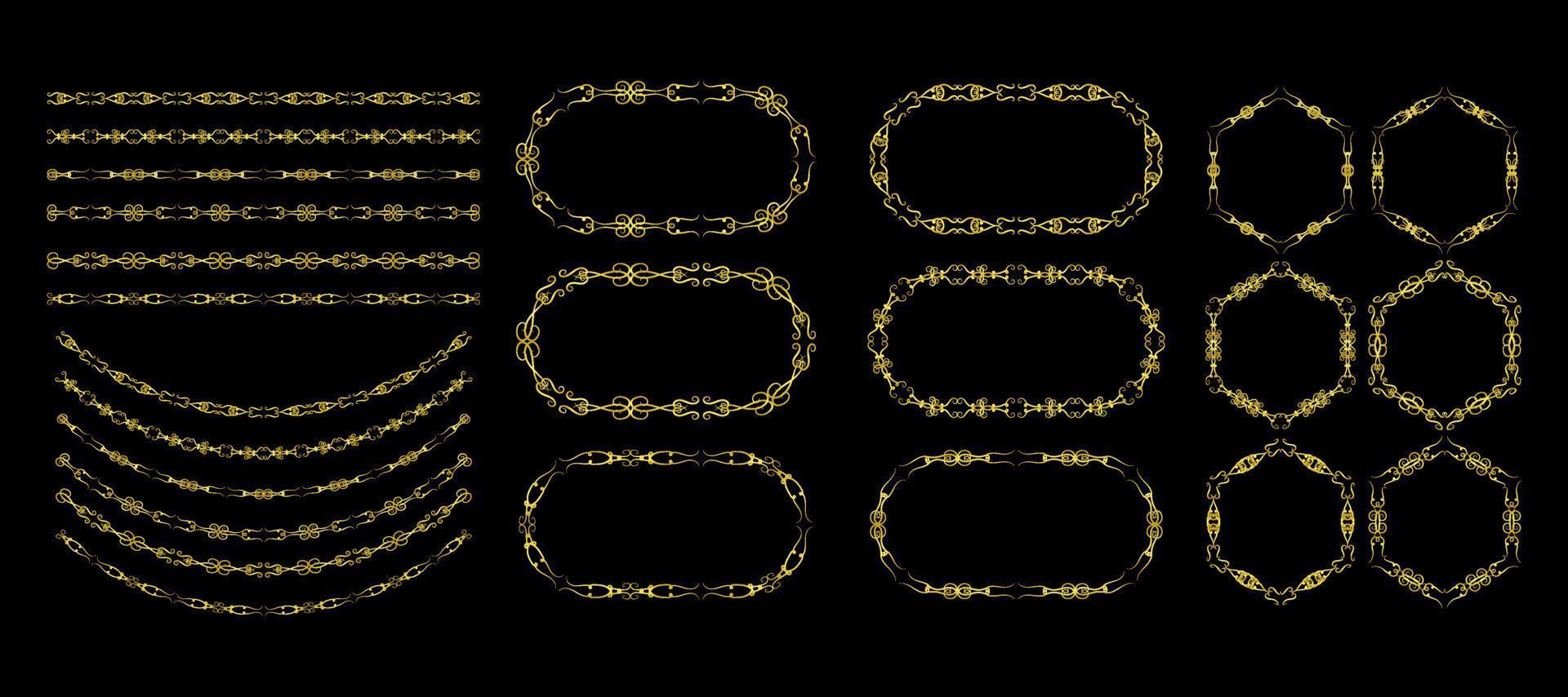 Borders Elements Set Collection, floral Swirl ornament Vector