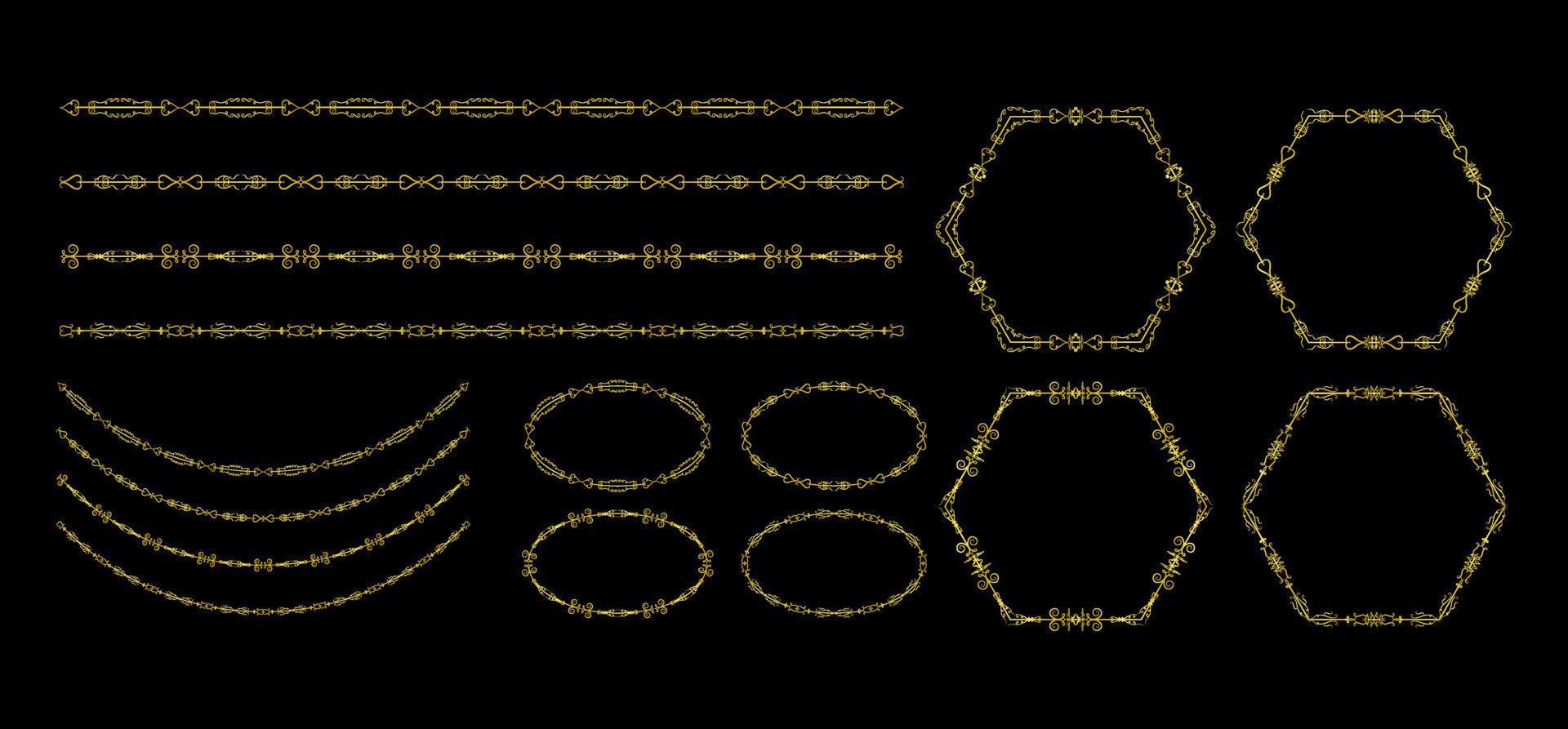 Colección de elementos de bordes, vector de ornamento floral remolino