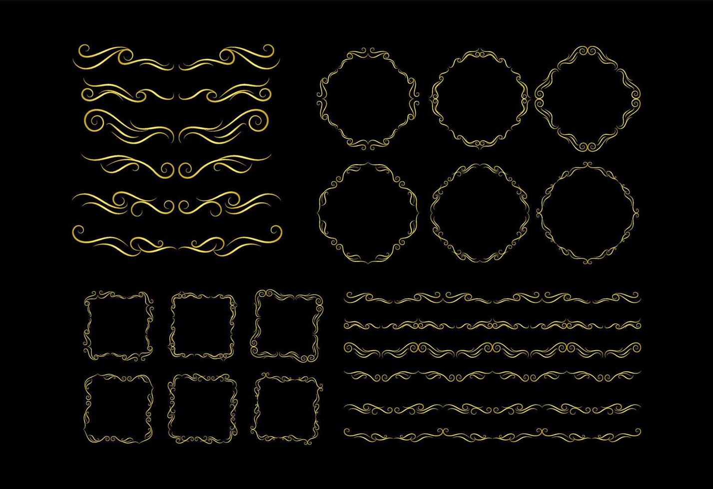 Borders Elements Set Collection, floral Swirl ornament Vector