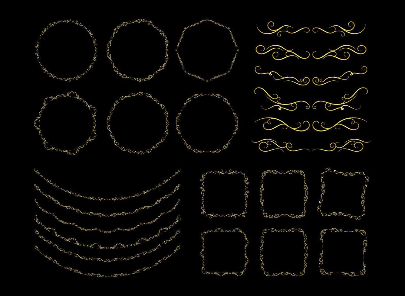 Borders Elements Set Collection, floral Swirl ornament Vector