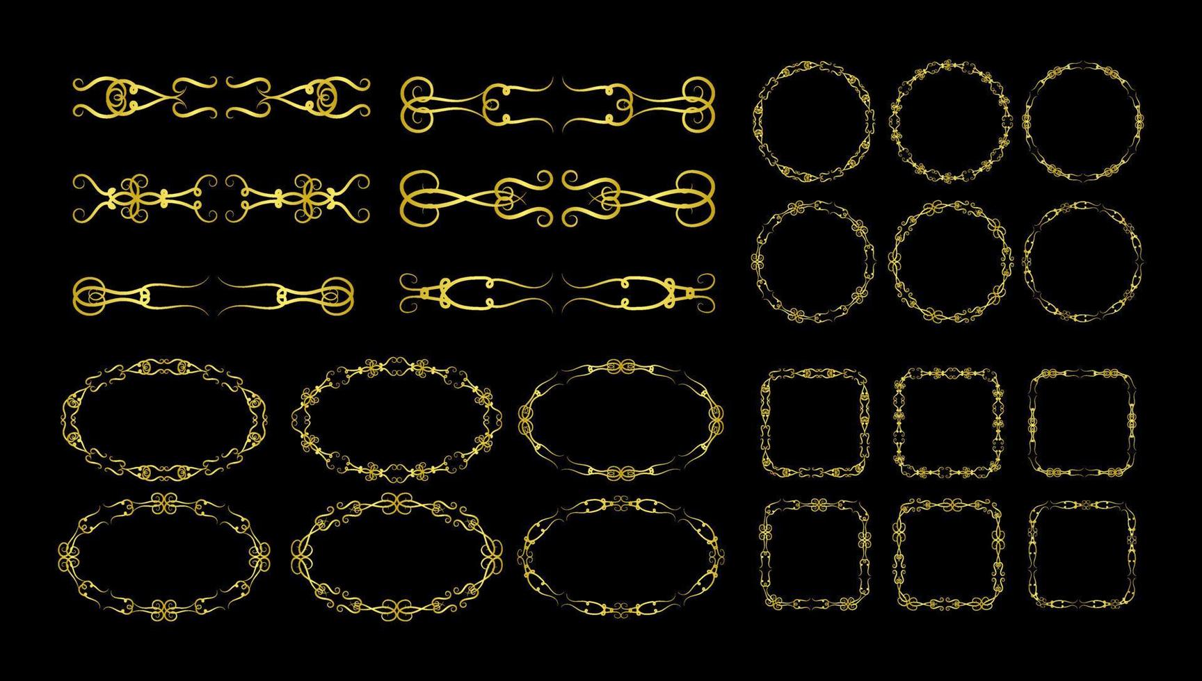 Borders Elements Set Collection, floral Swirl ornament Vector