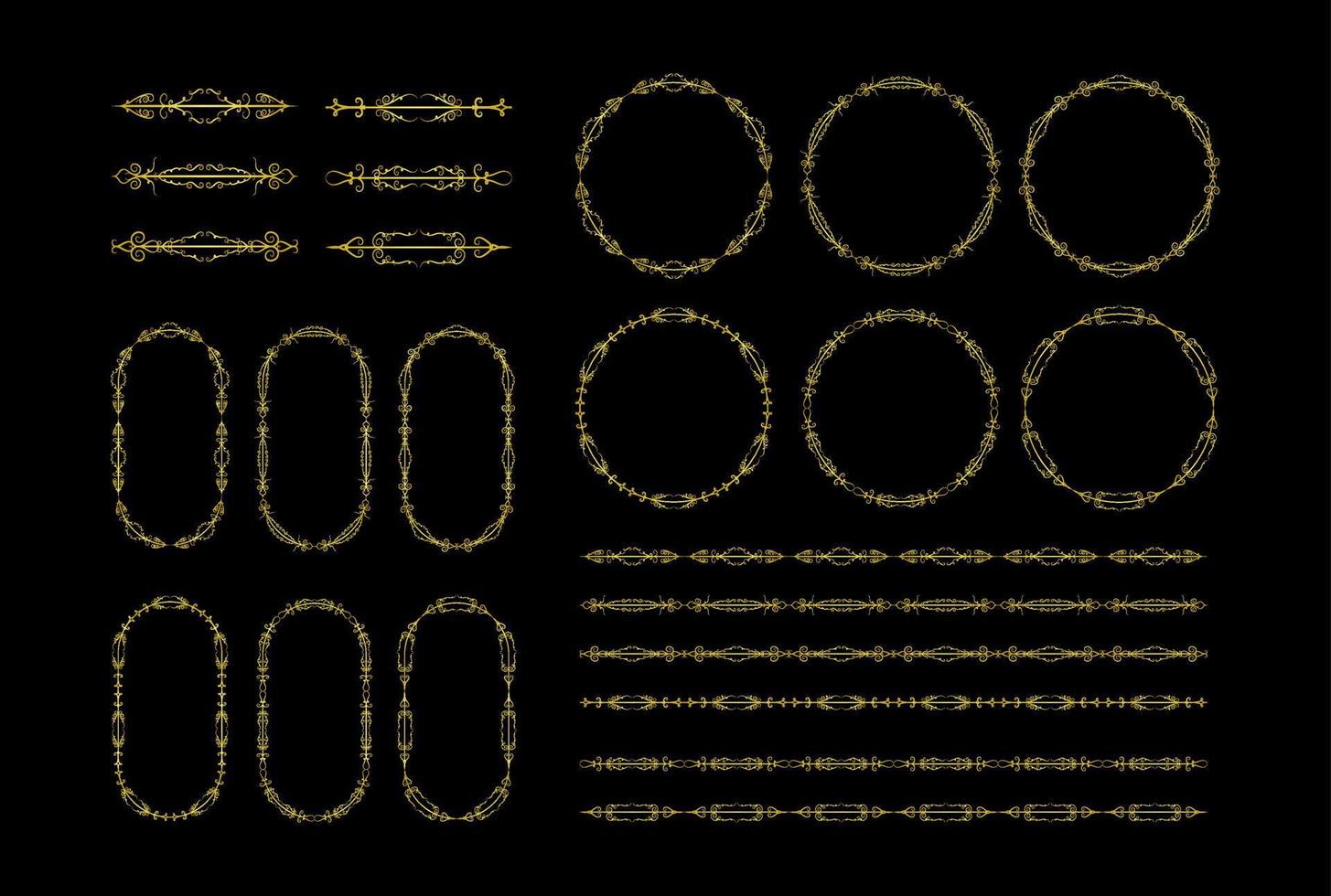 Colección de elementos de bordes, vector de ornamento floral remolino