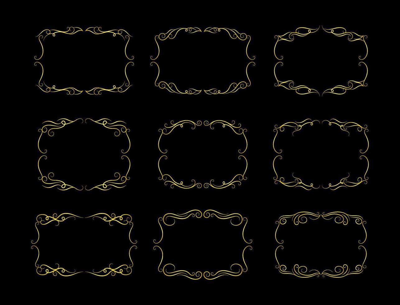 frame gold vintage element vector