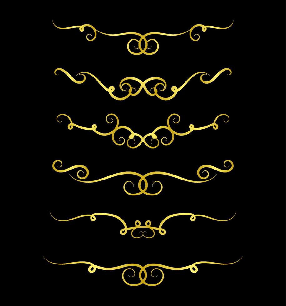 Colección de elementos de bordes, vector de ornamento floral remolino