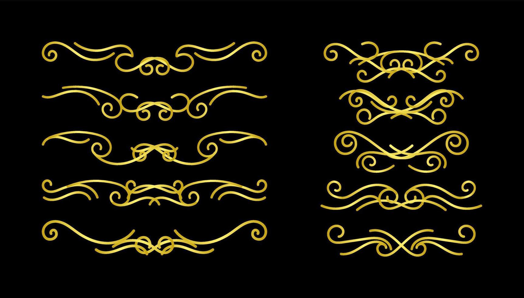 Colección de elementos de bordes, vector de ornamento floral remolino