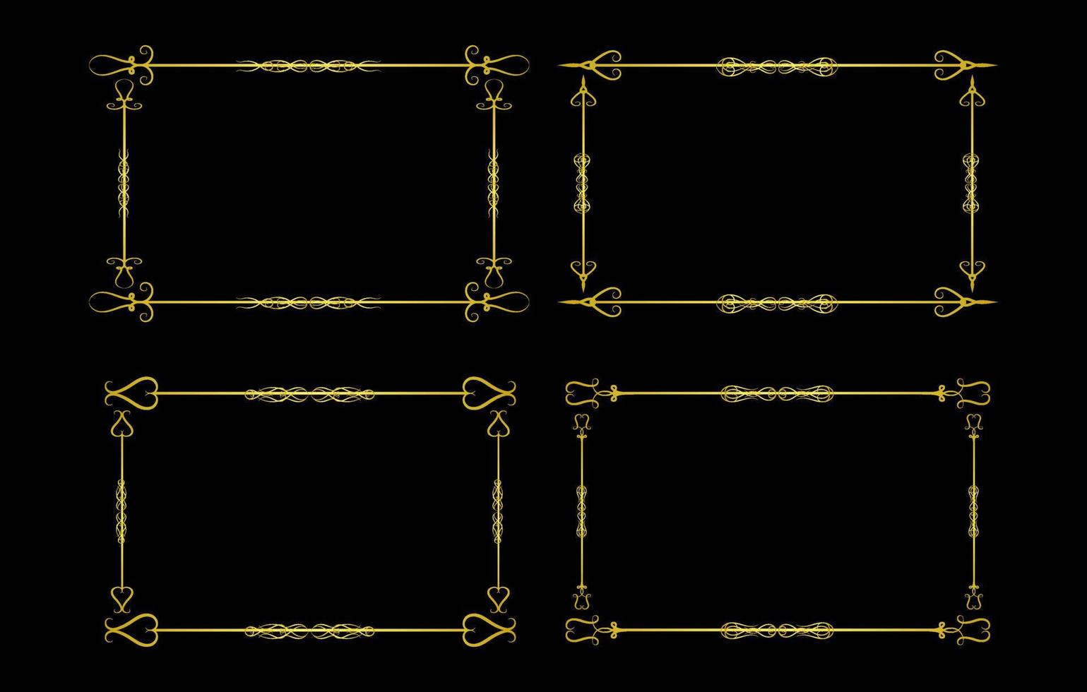 Elements gold frame vector set