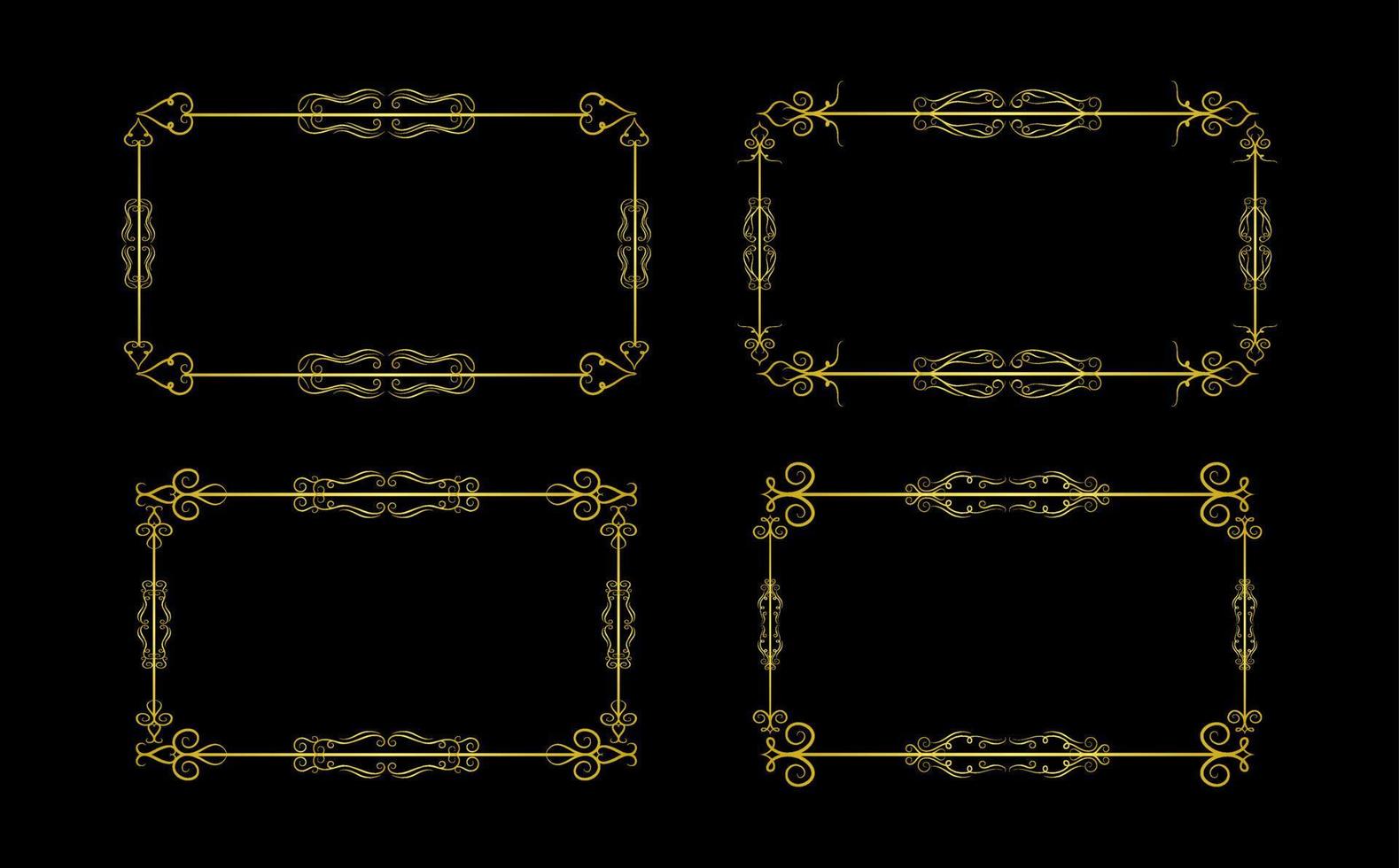 Elements gold frame vector set