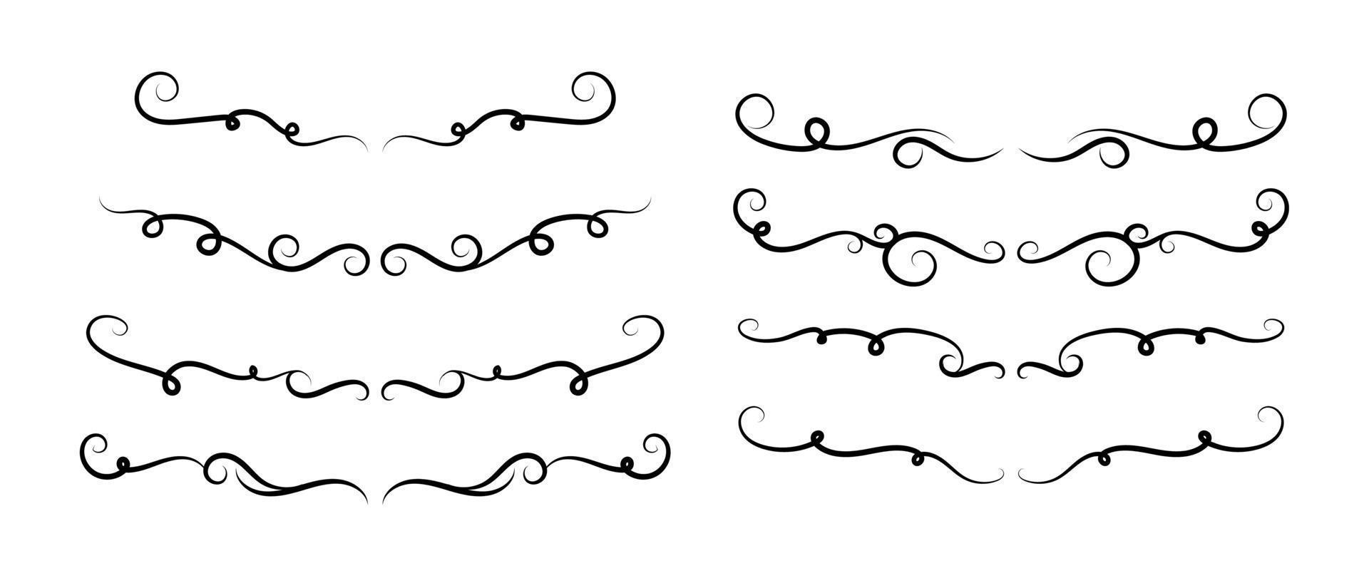 Hand Drawn Borders Elements Set Collection, floral Swirl ornament Vector