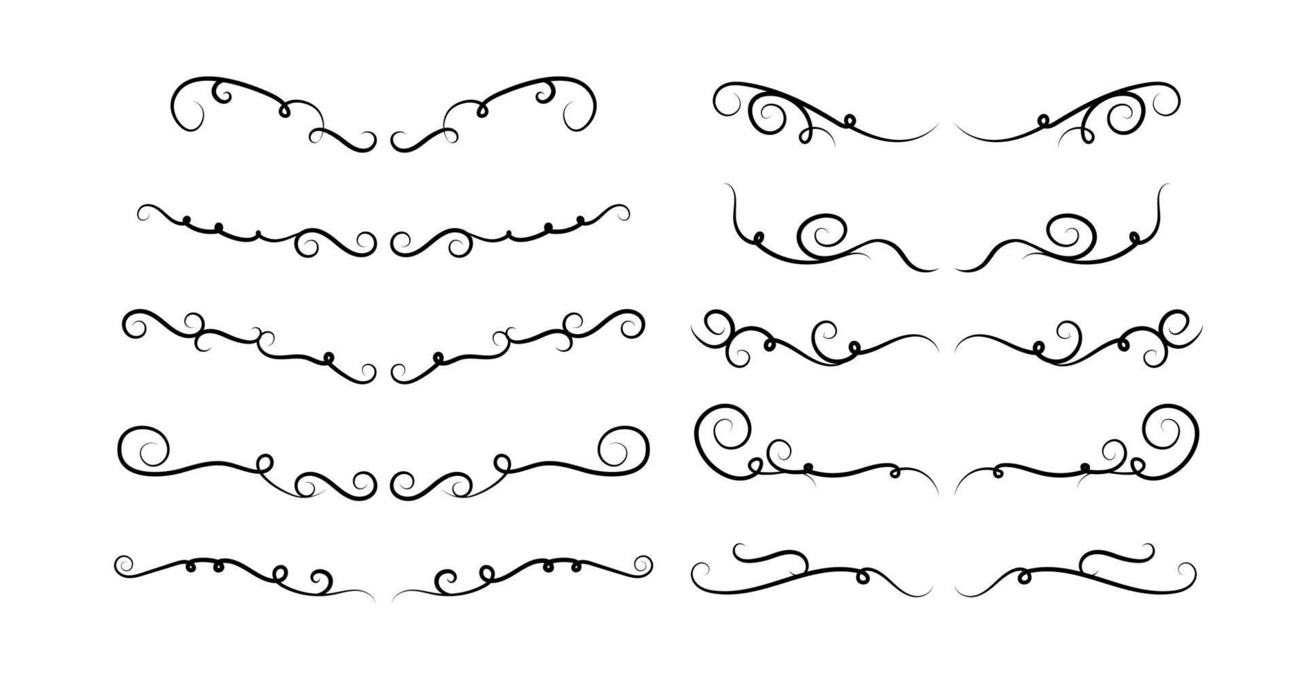 Hand Drawn Borders Elements Set Collection, floral Swirl ornament Vector