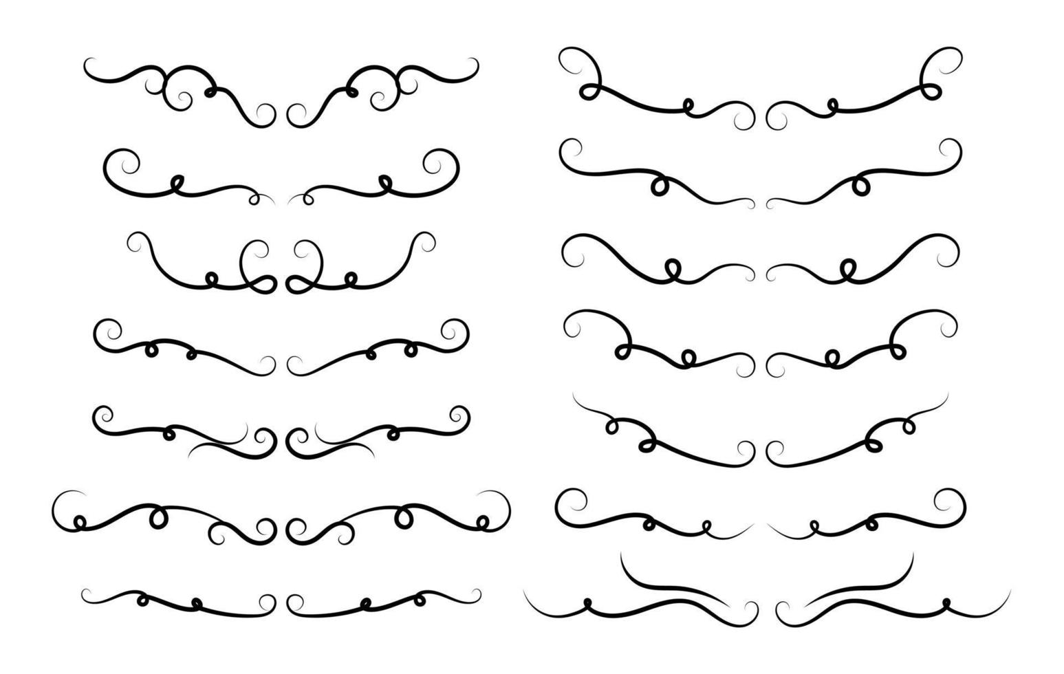 Hand Drawn Borders Elements Set Collection, floral Swirl ornament Vector