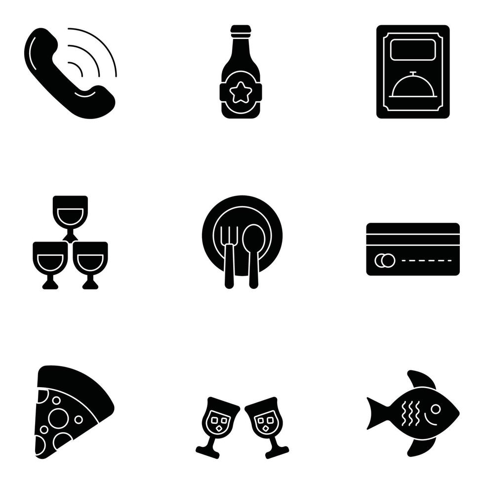 Restaurant Glyph Icons Set vector