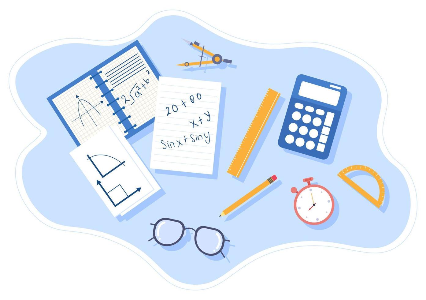 aprendizaje de las matemáticas de la educación y el conocimiento  ilustración vectorial de dibujos animados de fondo. ciencia, tecnología,  ingeniería, fórmula o matemáticas básicas 4251140 Vector en Vecteezy