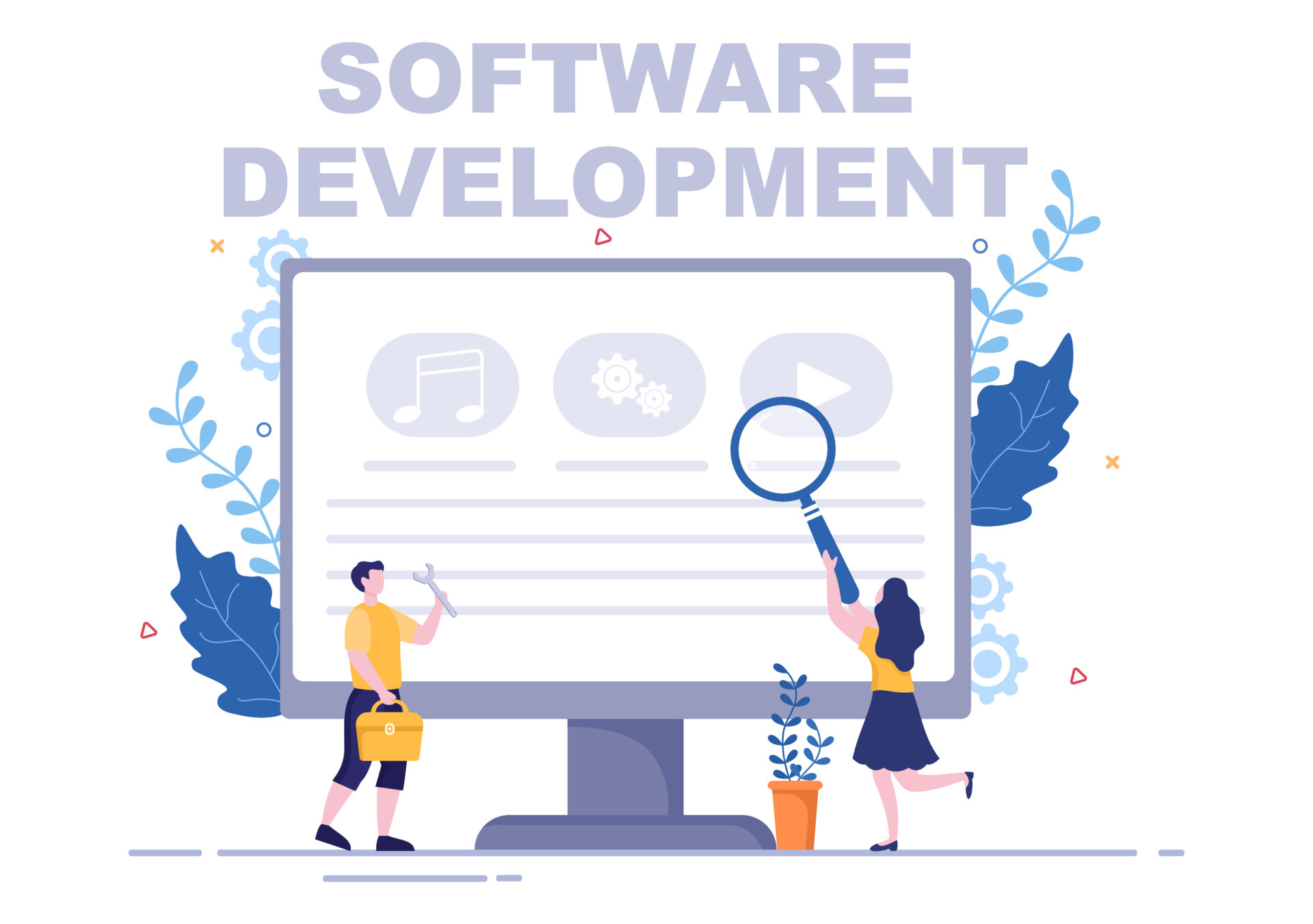 Software Development and Programming Code on Computer Vector ...