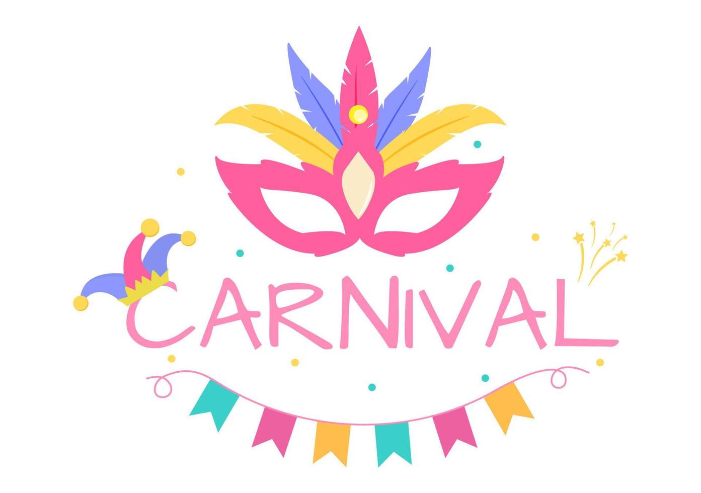 Happy Carnival Celebration Background Vector Illustration. People festival With Colorful Party, Confetti, Dance, Music and bright Costumes for Poster