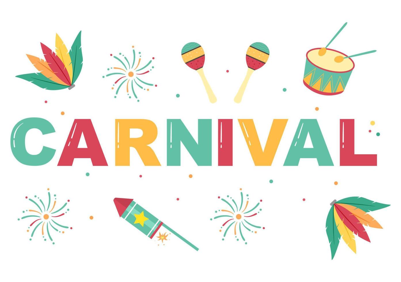 Happy Carnival Celebration Background Vector Illustration. People festival With Colorful Party, Confetti, Dance, Music and bright Costumes for Poster