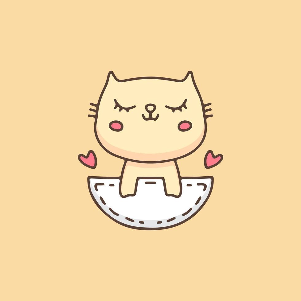 Pretty cat cartoon vector in pocket. Perfect for Nursery kids, greeting card, baby shower girl, fabric design.