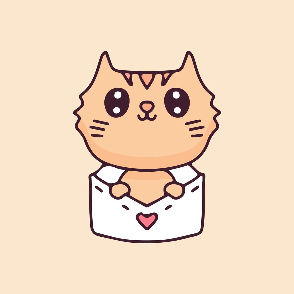 Kawaii cat cartoon vector in love letters. Perfect for Nursery kids, greeting card, baby shower girl, fabric design.