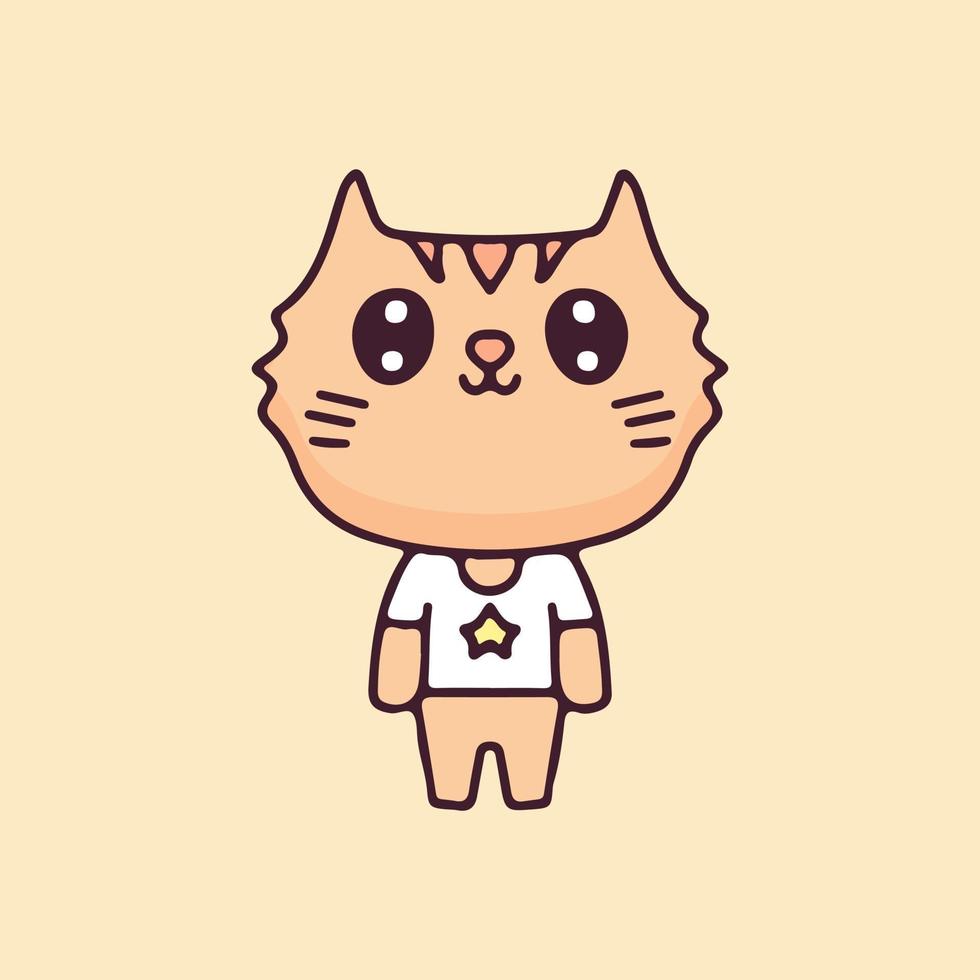 personaje de dibujos animados de gato kawaii. perfecto para niños de guardería, tarjetas de felicitación, baby shower, diseño de tela. vector