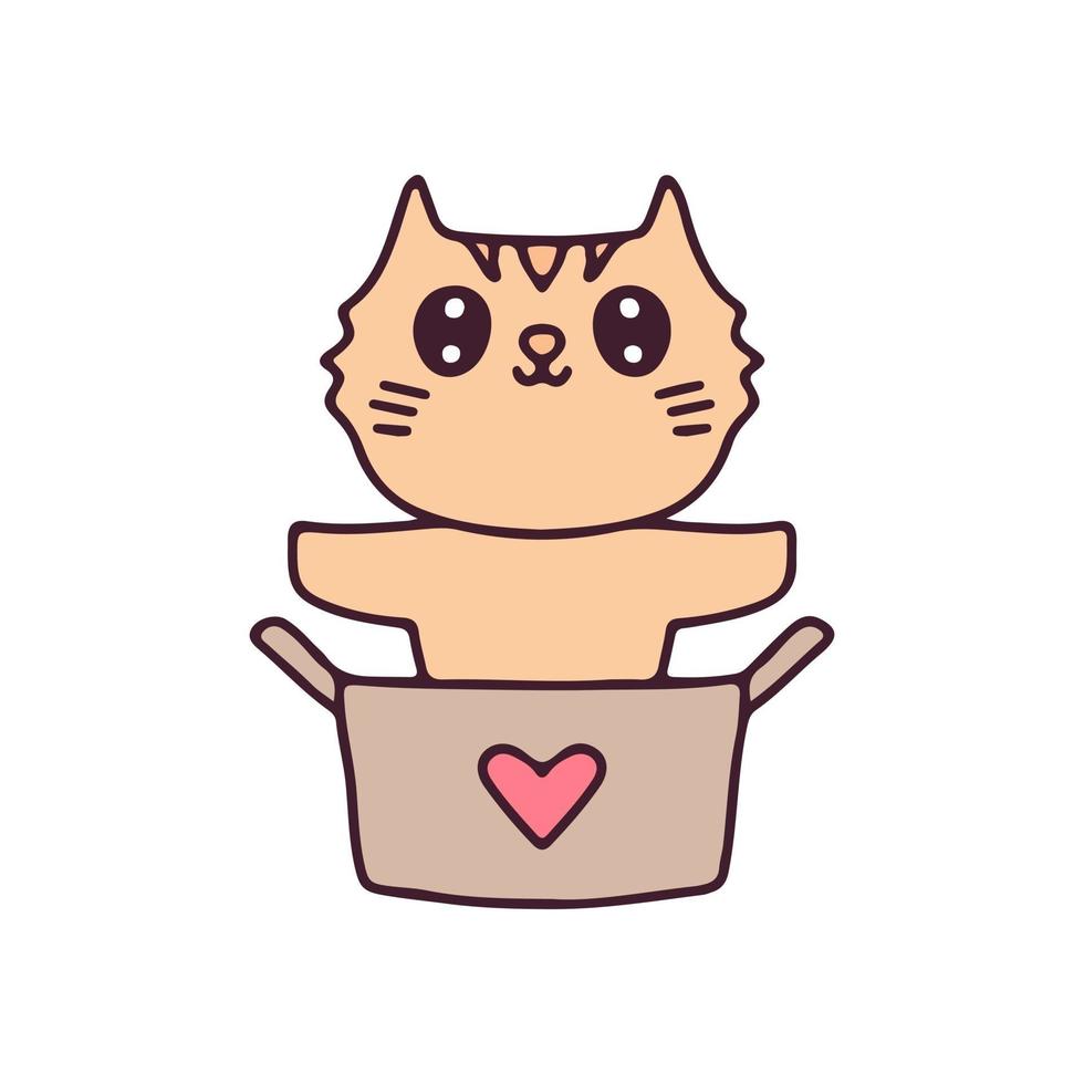 Kawaii cat cartoon in boxes. Perfect for Nursery kids, greeting card, baby shower girl, fabric design. vector