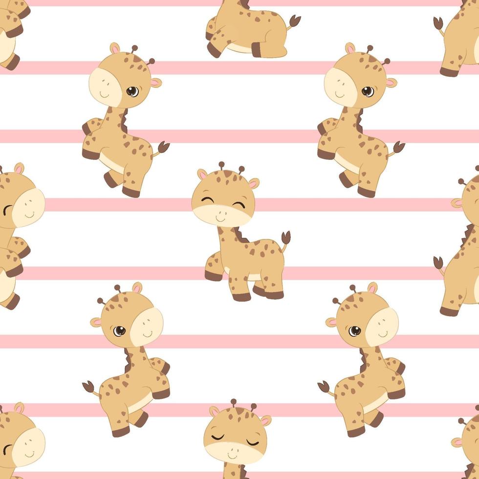 Cute little giraffe seamless pattern vector