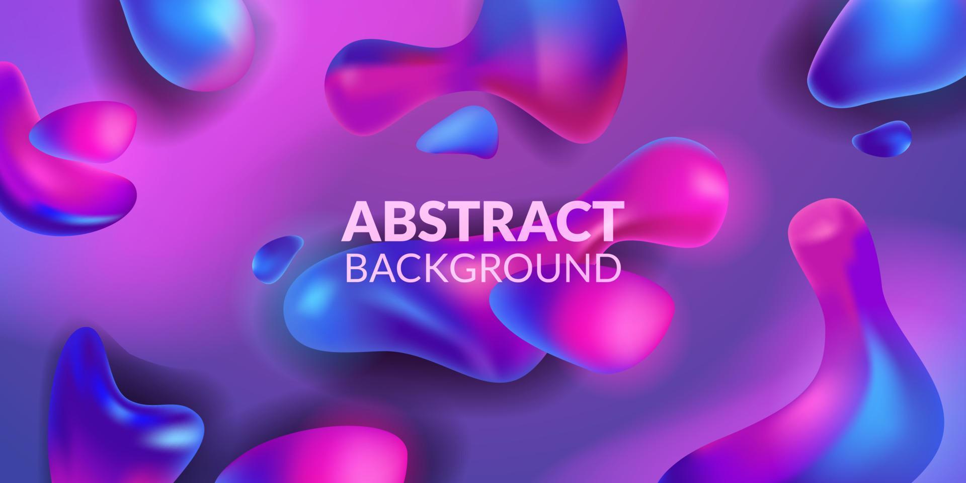 Purple blue neon abstract drop blob dynamic shape fluid bubble vivid bright vibrant element vector