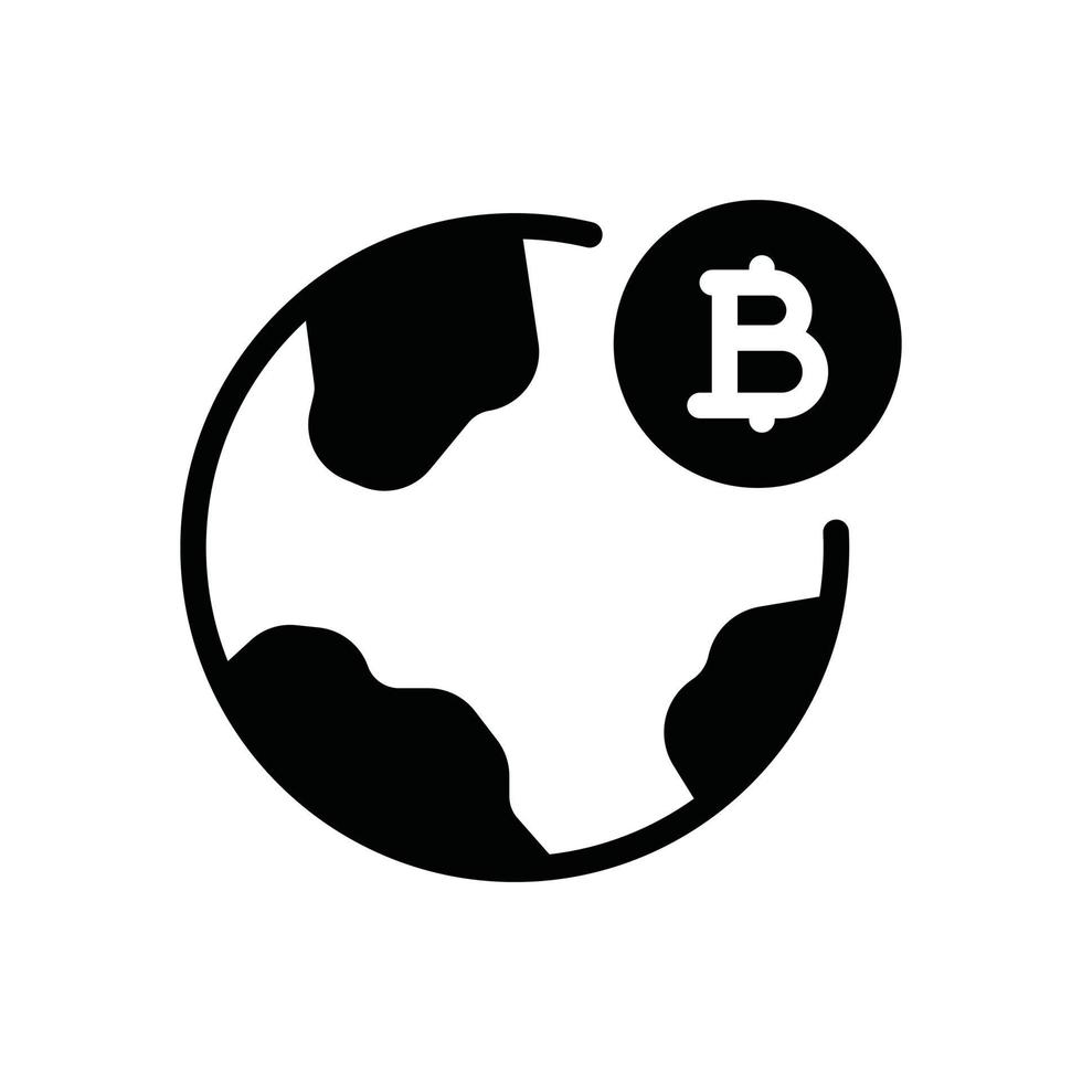 bitcoin world glyph icon vector