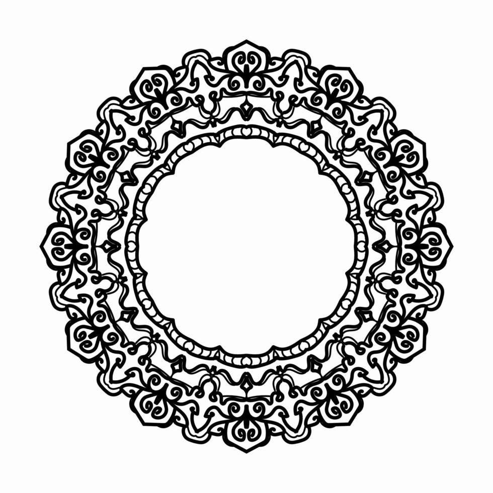 Frame in eastern tradition. Stylized with henna tattoos decorative pattern for decorating covers for book, notebook, casket, magazine, postcard and folder. Flower mandala in mehndi style. vector