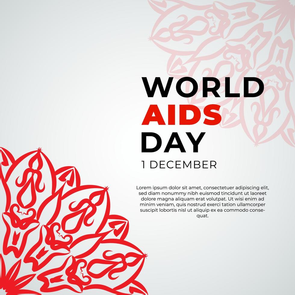 1 December world aids day banner or card template and background with mandala vector