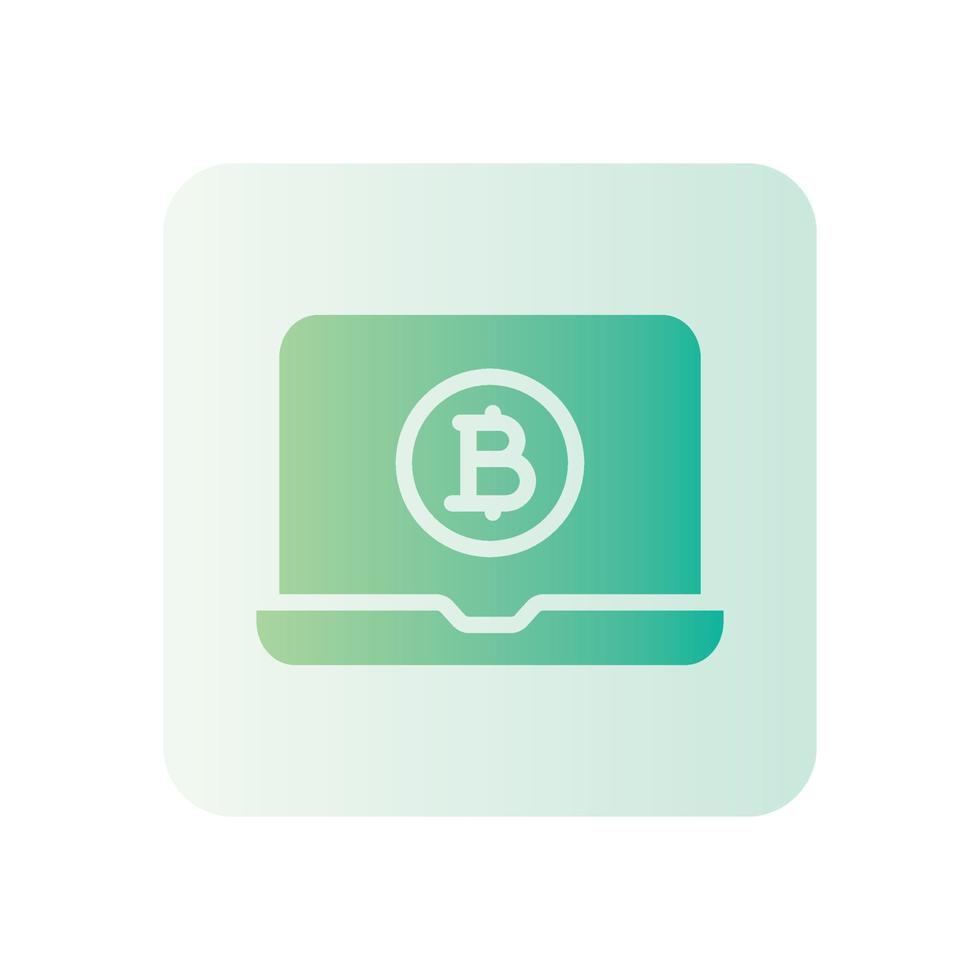 laptop bitcoin gradient icon vector