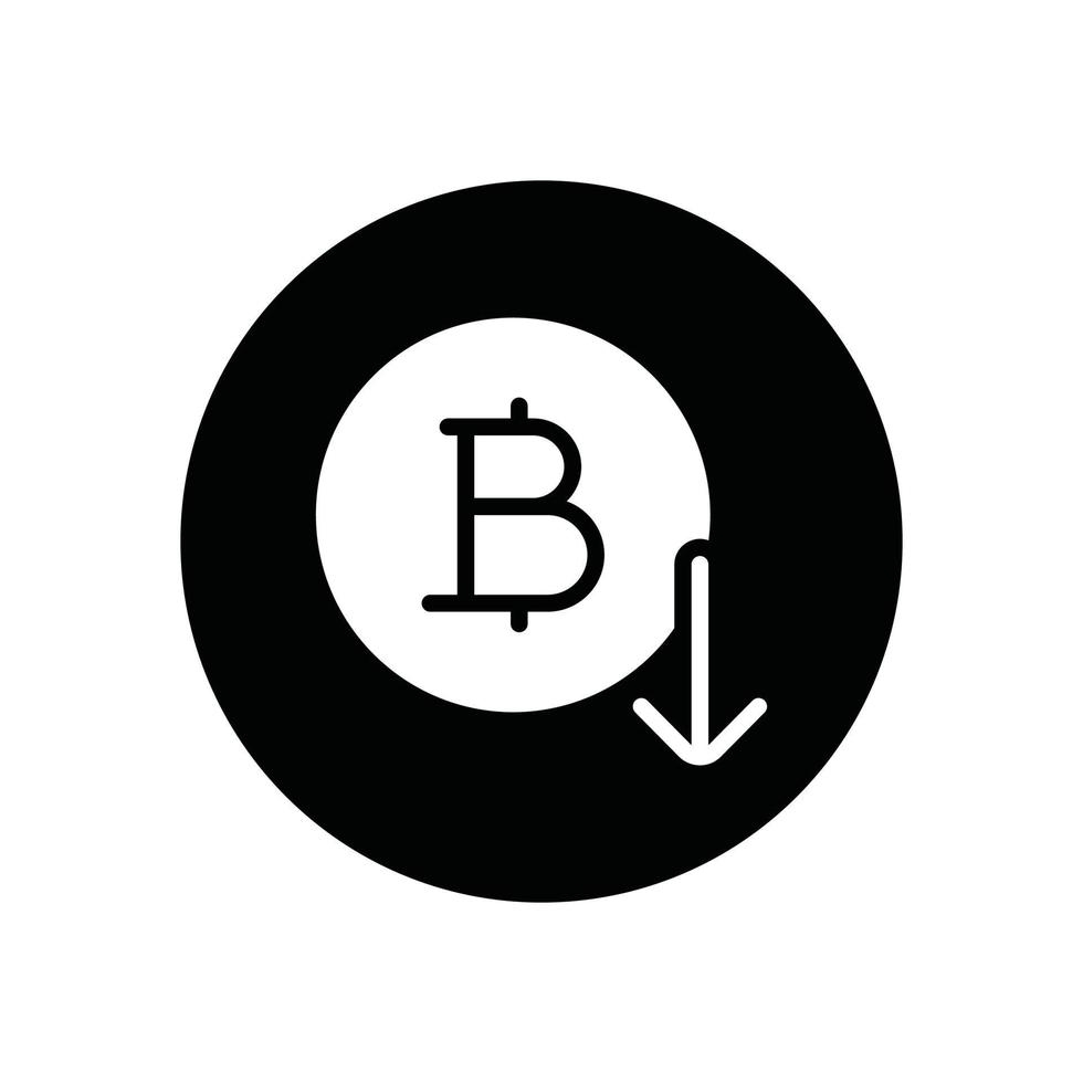 bitcoin down glyph icon vector