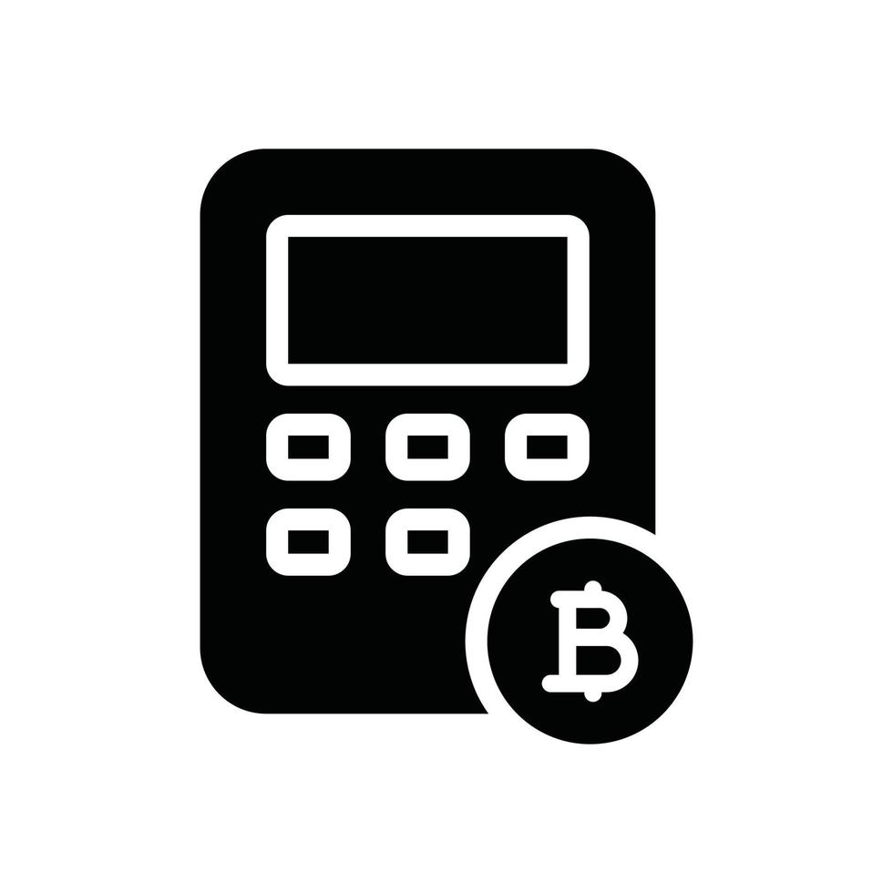 bitcoin calculate glyph icon vector
