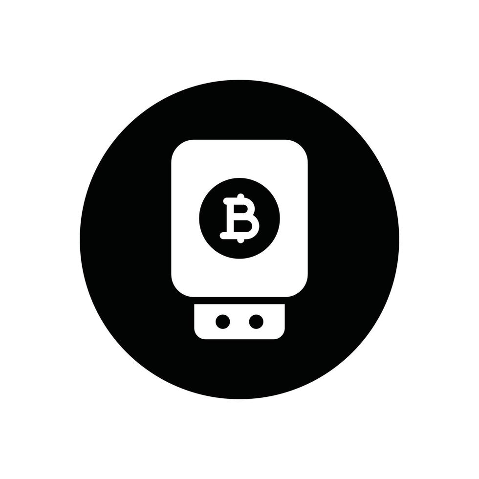 bitcoin usb glyph icon vector