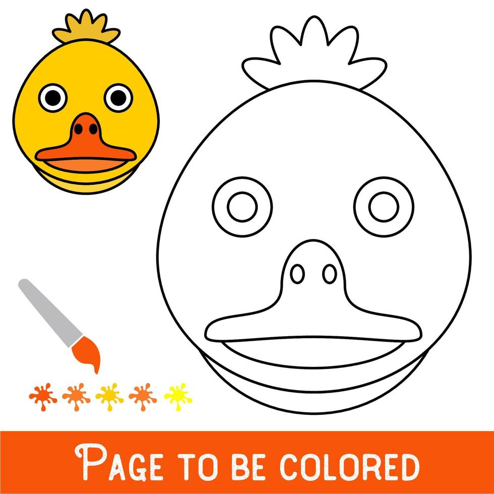 Funny Duckling Face to be colored, the coloring book for preschool kids with easy educational gaming level. vector