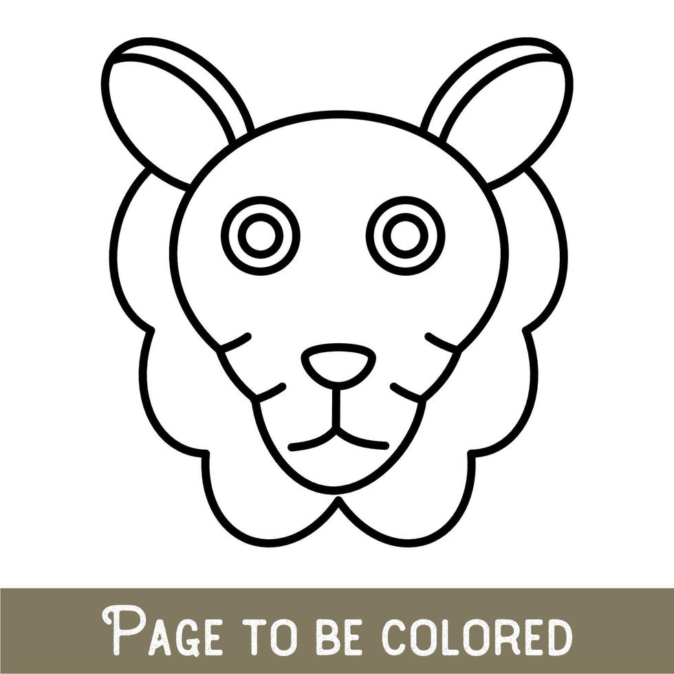 Funny Lamb Face to be colored, the coloring book for preschool kids with easy educational gaming level, medium. vector