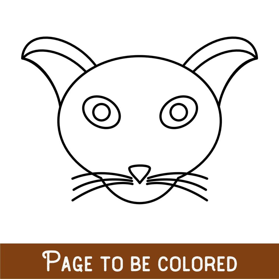 cara de gato divertida para colorear, el libro para colorear para niños en edad preescolar con un nivel de juego educativo fácil, medio. vector