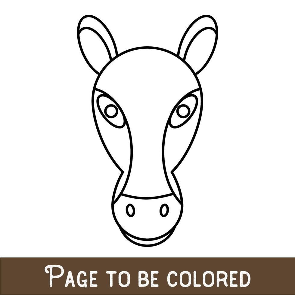 Funny Horse Face to be colored, the coloring book for preschool kids with easy educational gaming level, medium. vector