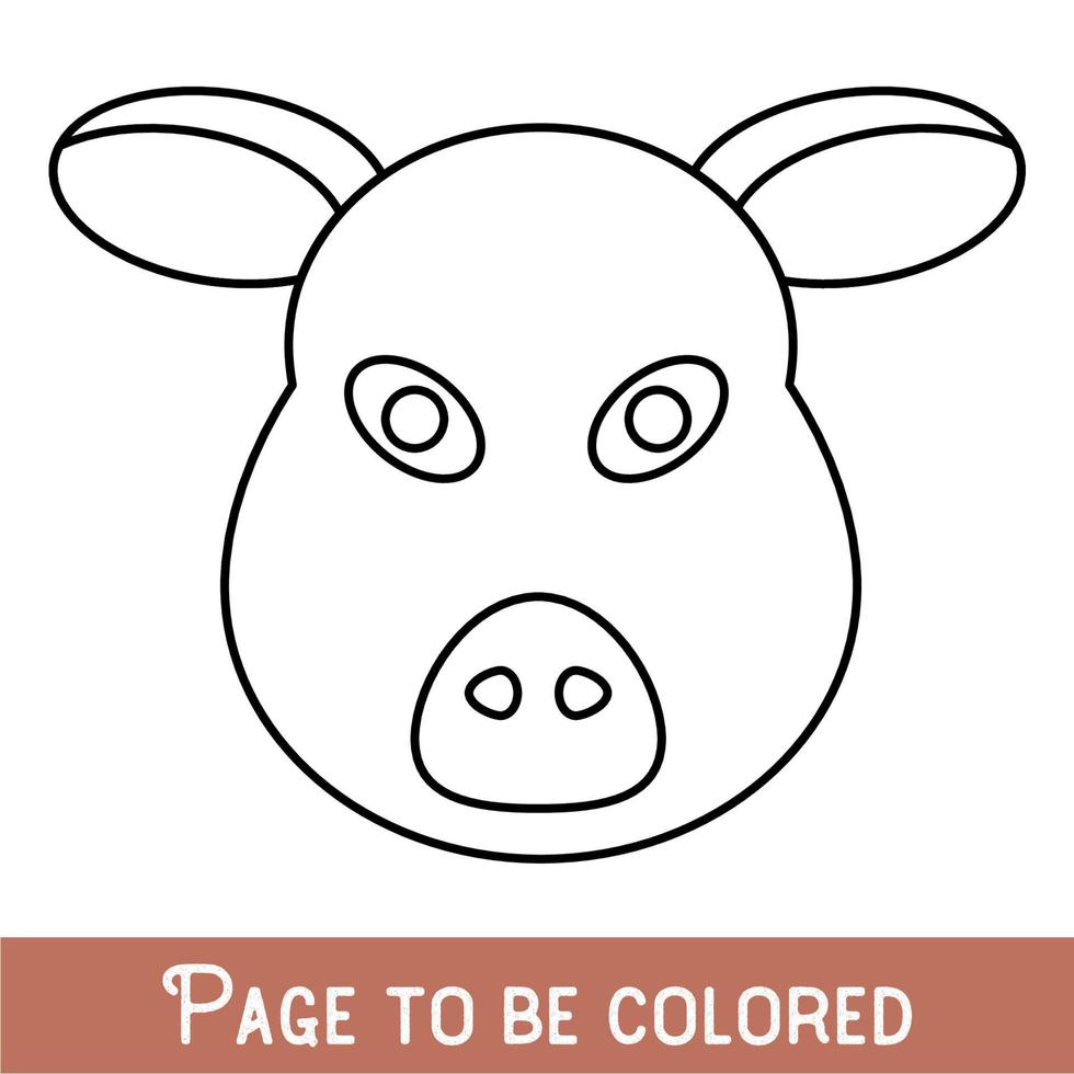 Funny Pig Face to be colored, the coloring book for preschool kids with easy educational gaming level, medium. vector