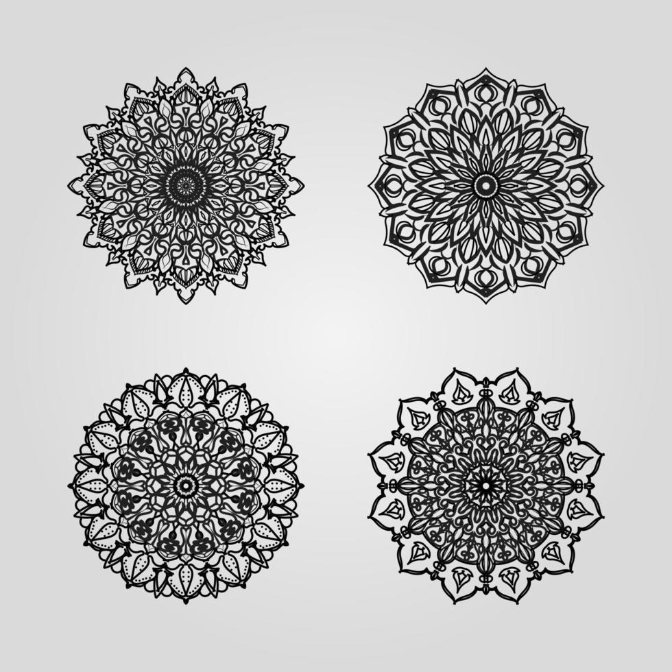SET Decorative round floral mandala vector