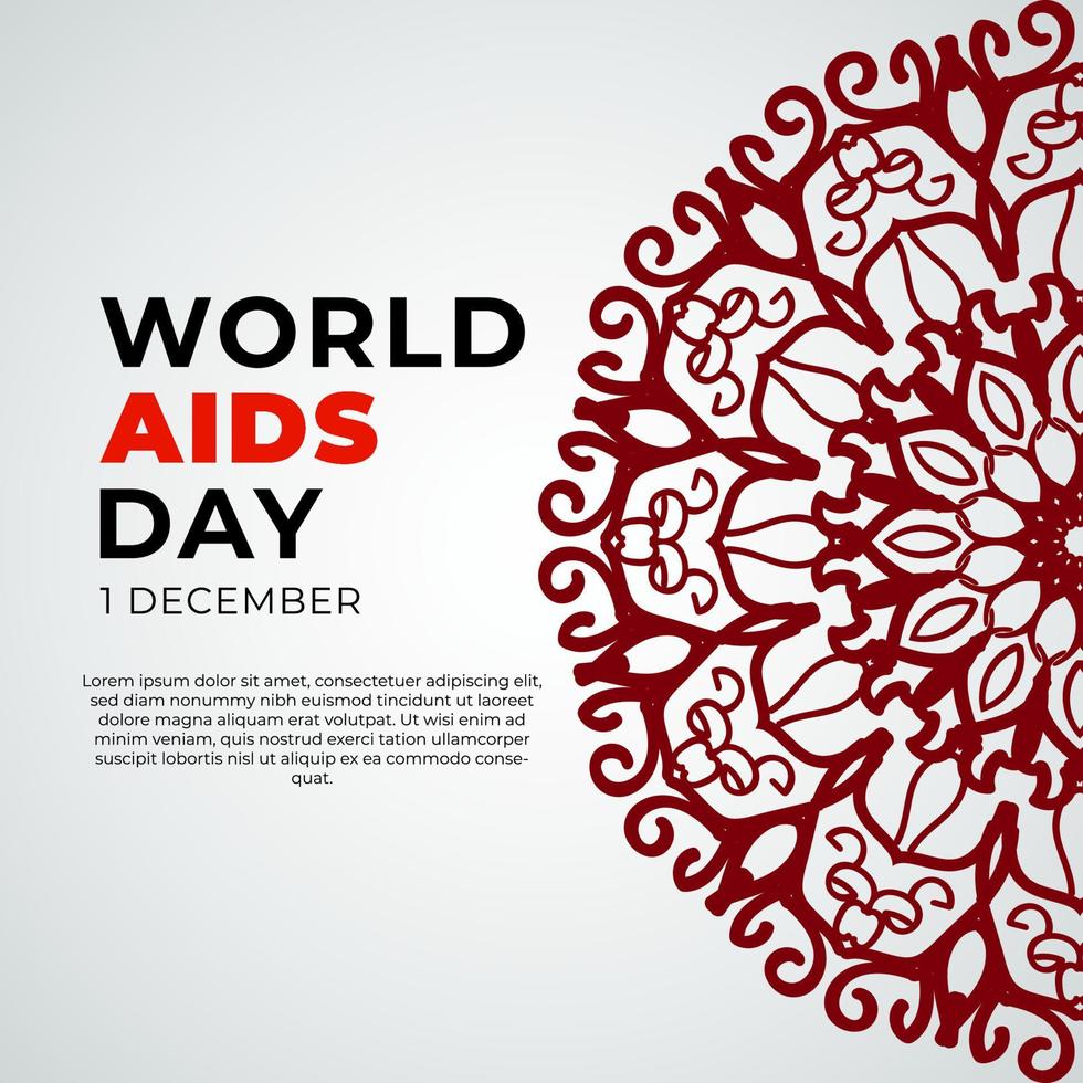 1 December world aids day banner or card template and background with mandala vector