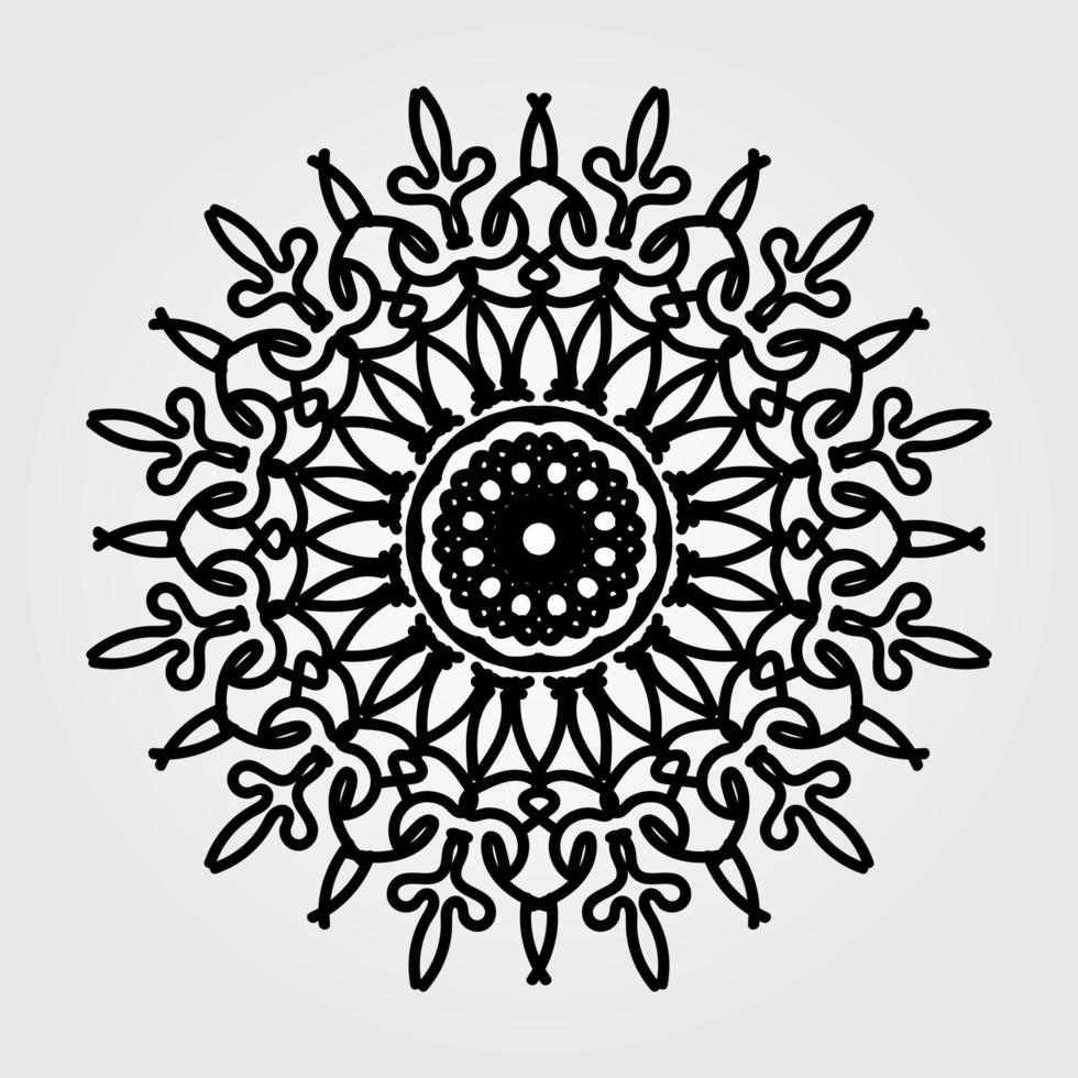 adorno indio tarjeta en blanco y negro con mandala vector