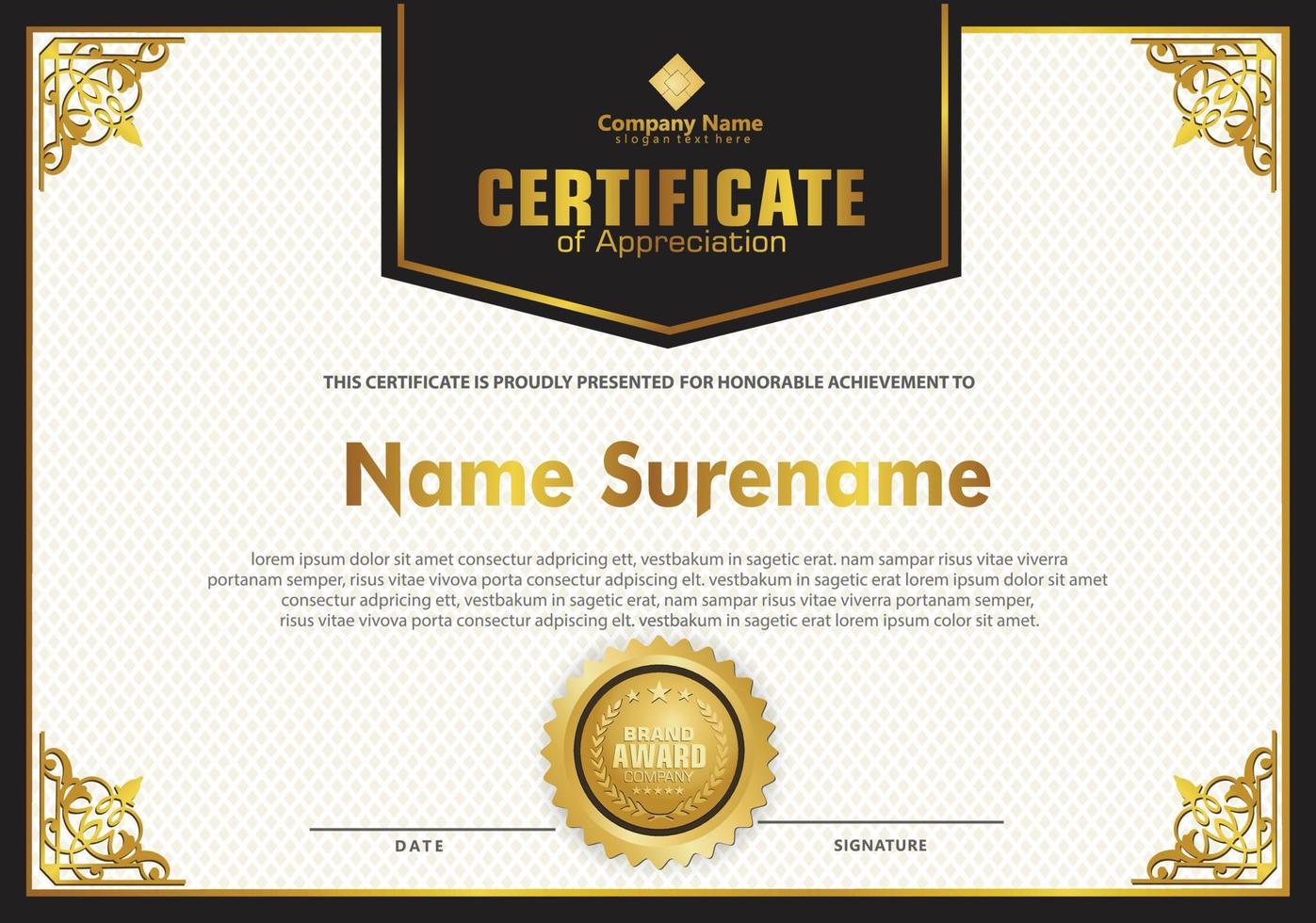 Modern certificate template vector